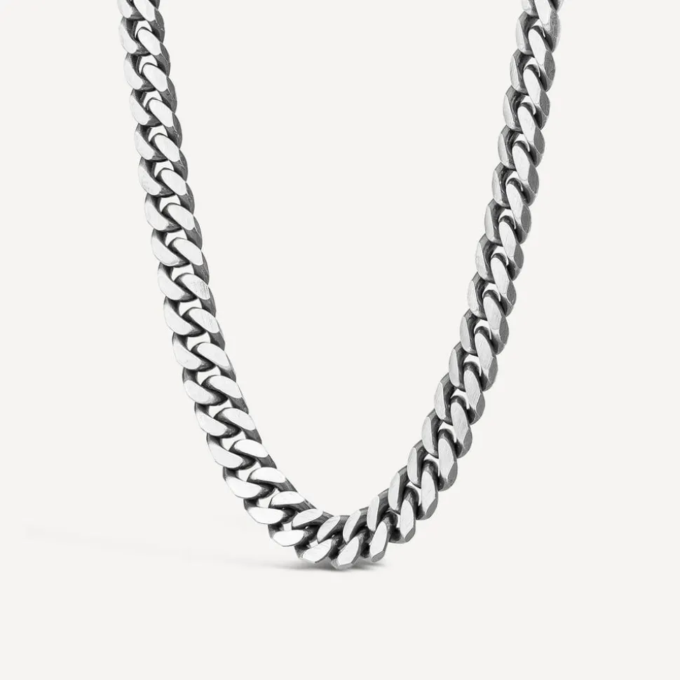 Sterling Silver Oxidised 20' Curb Mens Necklace
