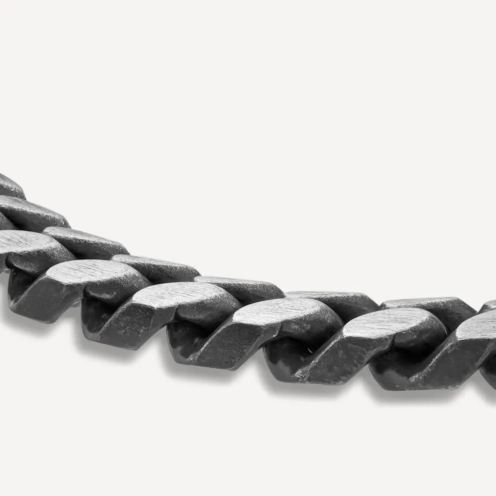Sterling Silver Oxidised Curved Link Bracelet