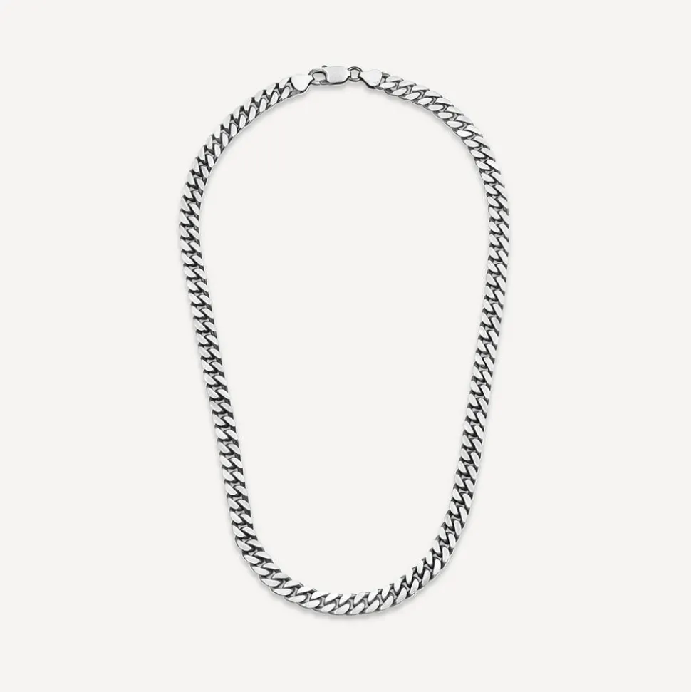 Sterling Silver Oxidised 20' Curb Mens Necklace