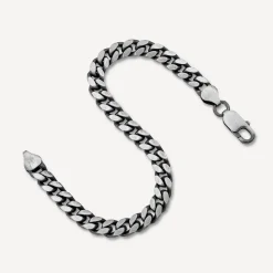Sterling Silver Oxidised Curved Link Bracelet
