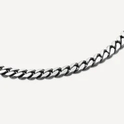 Sterling Silver Oxidised 20' Curb Mens Necklace