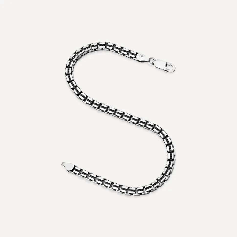 Sterling Silver Oxidised Box Bracelet
