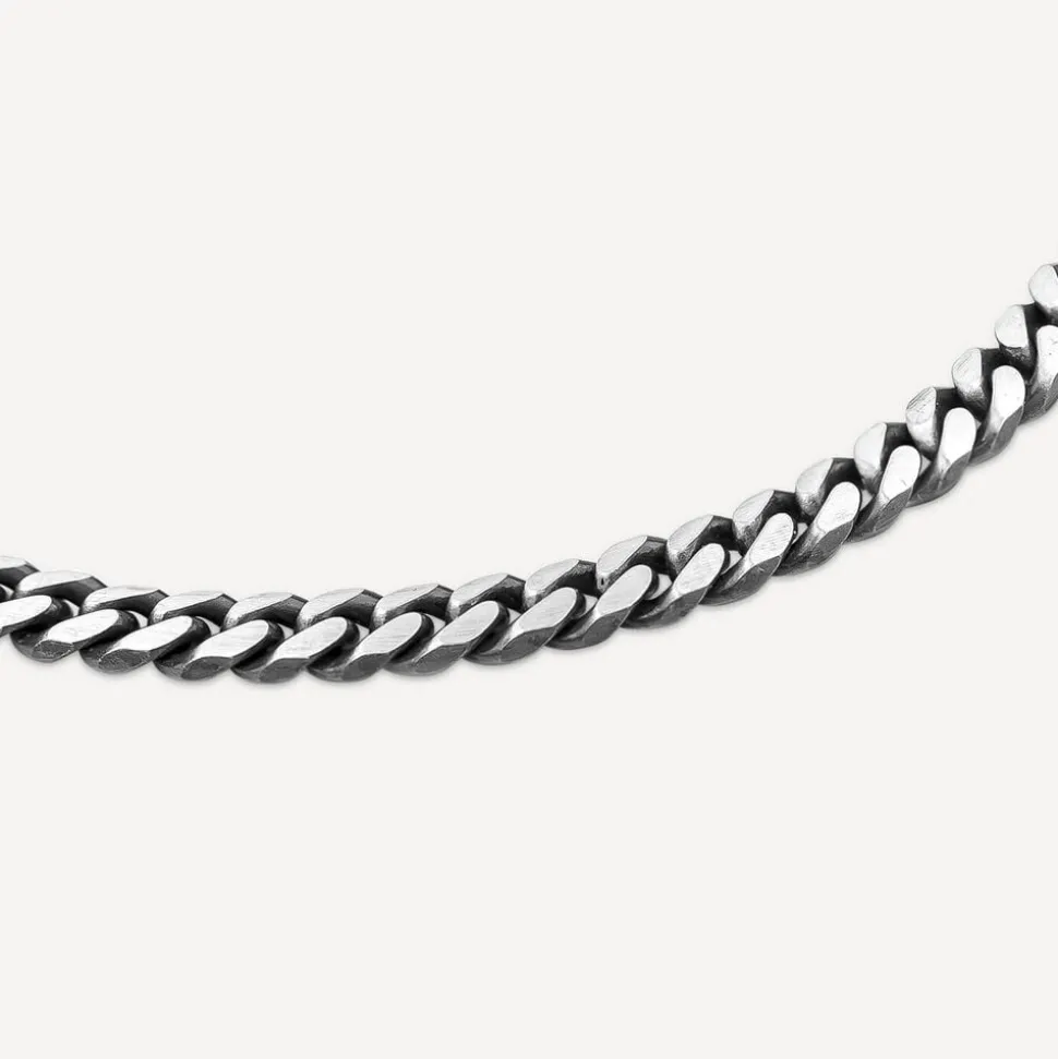 Sterling Silver Oxidised 20' Curb Mens Necklace