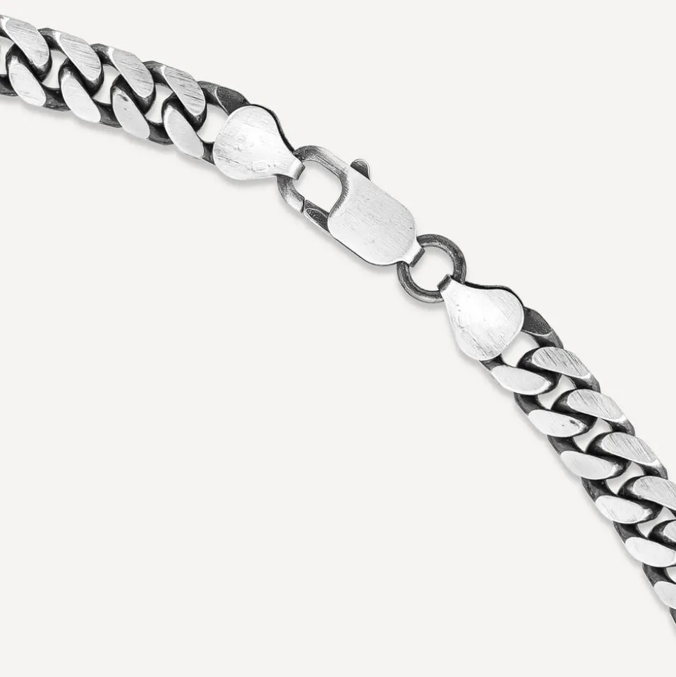 Sterling Silver Oxidised 20' Curb Mens Necklace