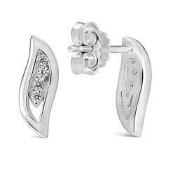 Sterling Silver Pave Cubic Zirconia Open Teardrop Stud Earrings