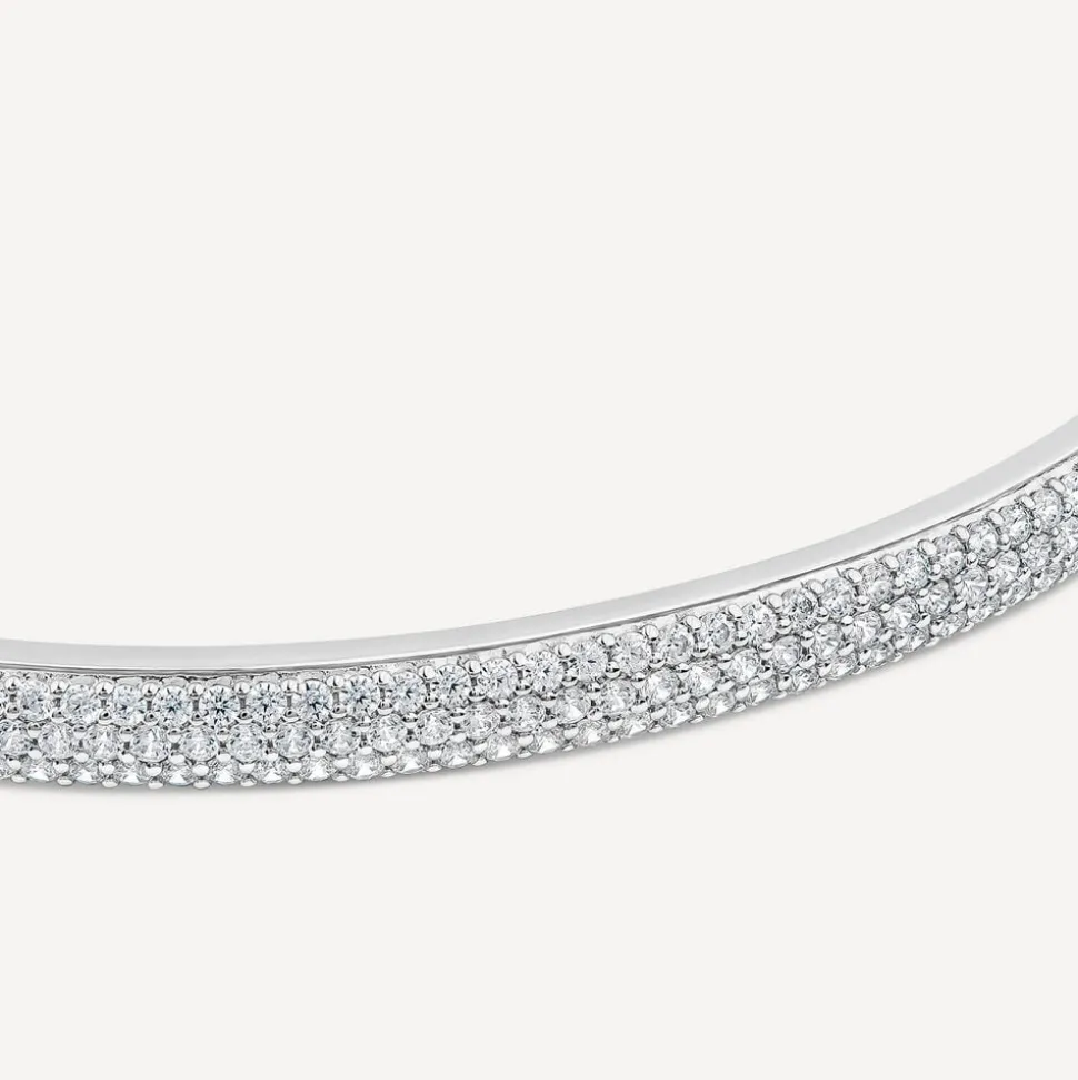 Sterling Silver Pave Cubic Zirconia Bangle