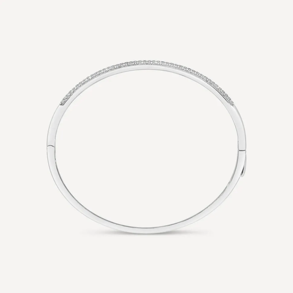Sterling Silver Pave Cubic Zirconia Bangle
