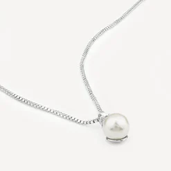 Sterling Silver Pearl & Cubic Zirconia Top Necklet