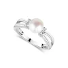 Sterling Silver Pearl and Cubic Zirconia Split Shoulder Ring