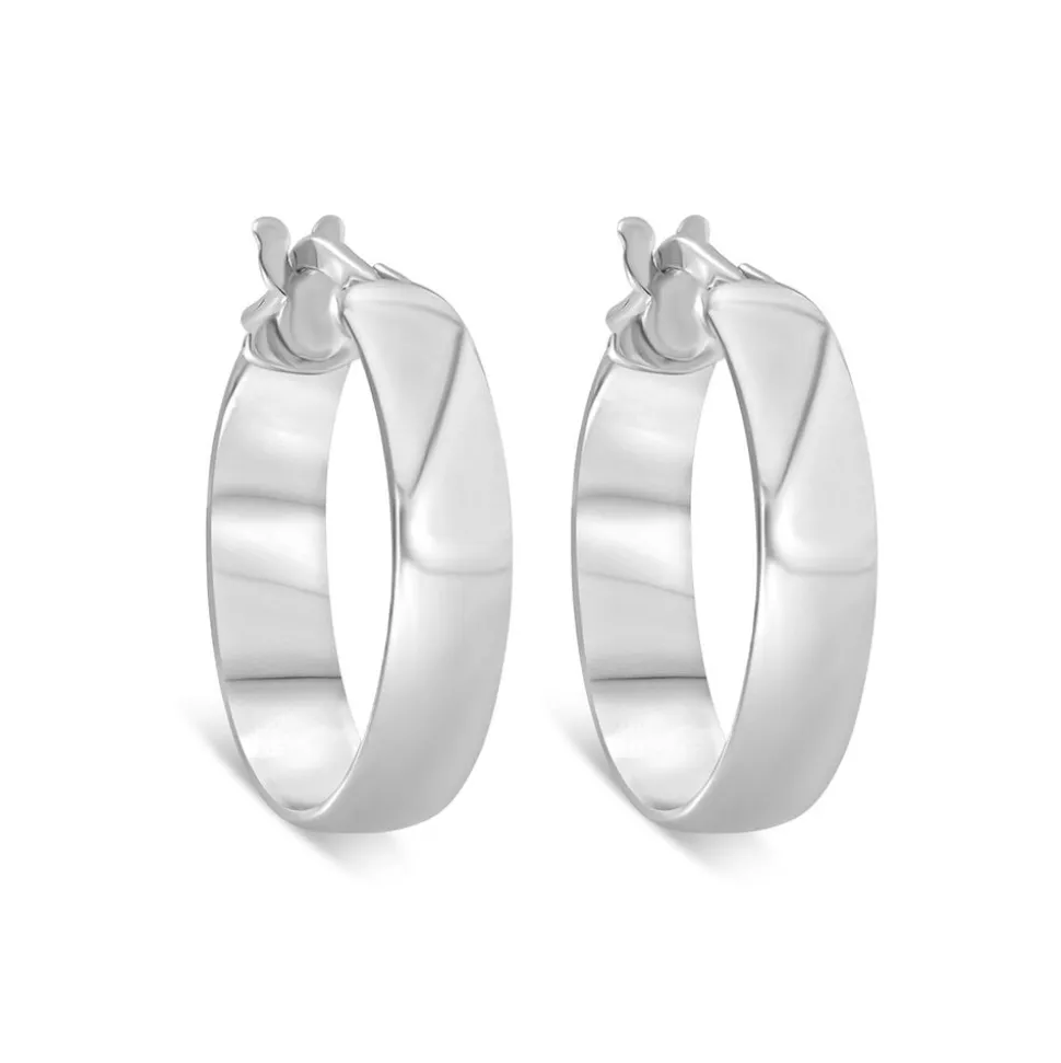 Sterling Silver Plain Polished Hoop Earrings