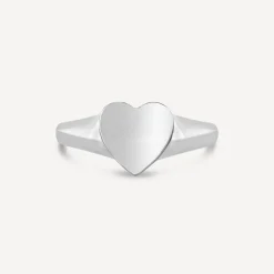 Sterling Silver Plain Polished Heart Signet Ring