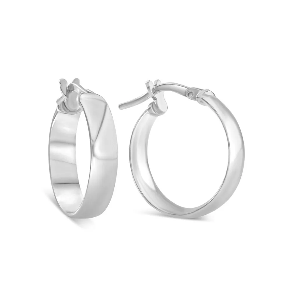 Sterling Silver Plain Polished Hoop Earrings