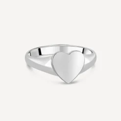 Sterling Silver Plain Polished Heart Signet Ring