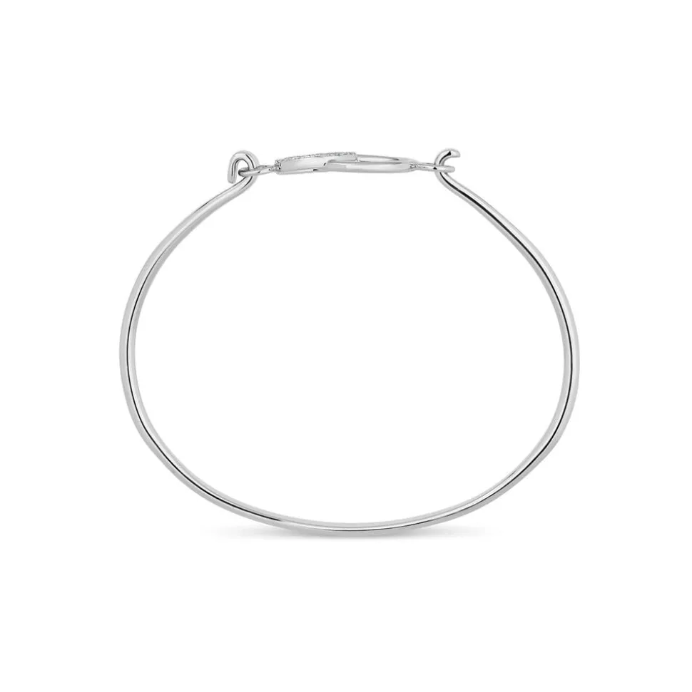 Sterling Silver Polished with Cubic Zirconia Circle Bangle