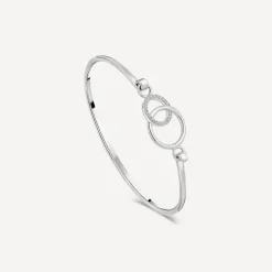 Sterling Silver Polished with Cubic Zirconia Circle Bangle