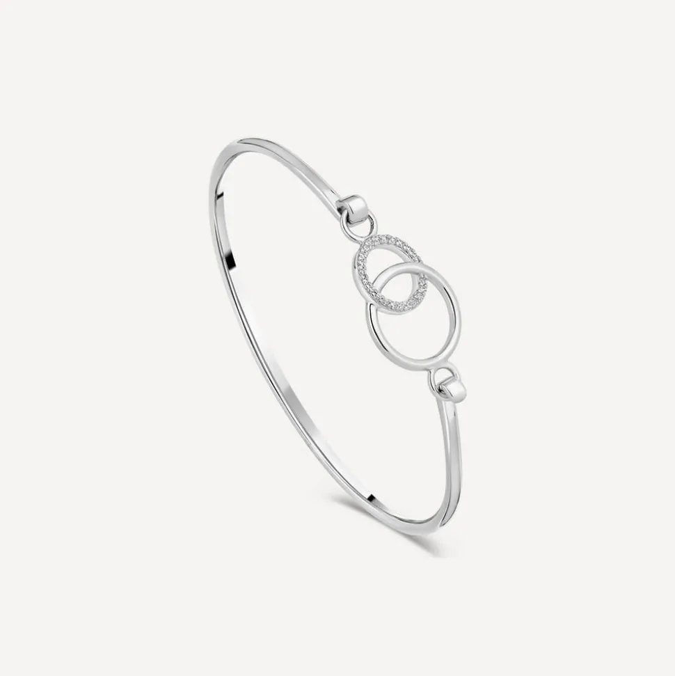 Sterling Silver Polished with Cubic Zirconia Circle Bangle