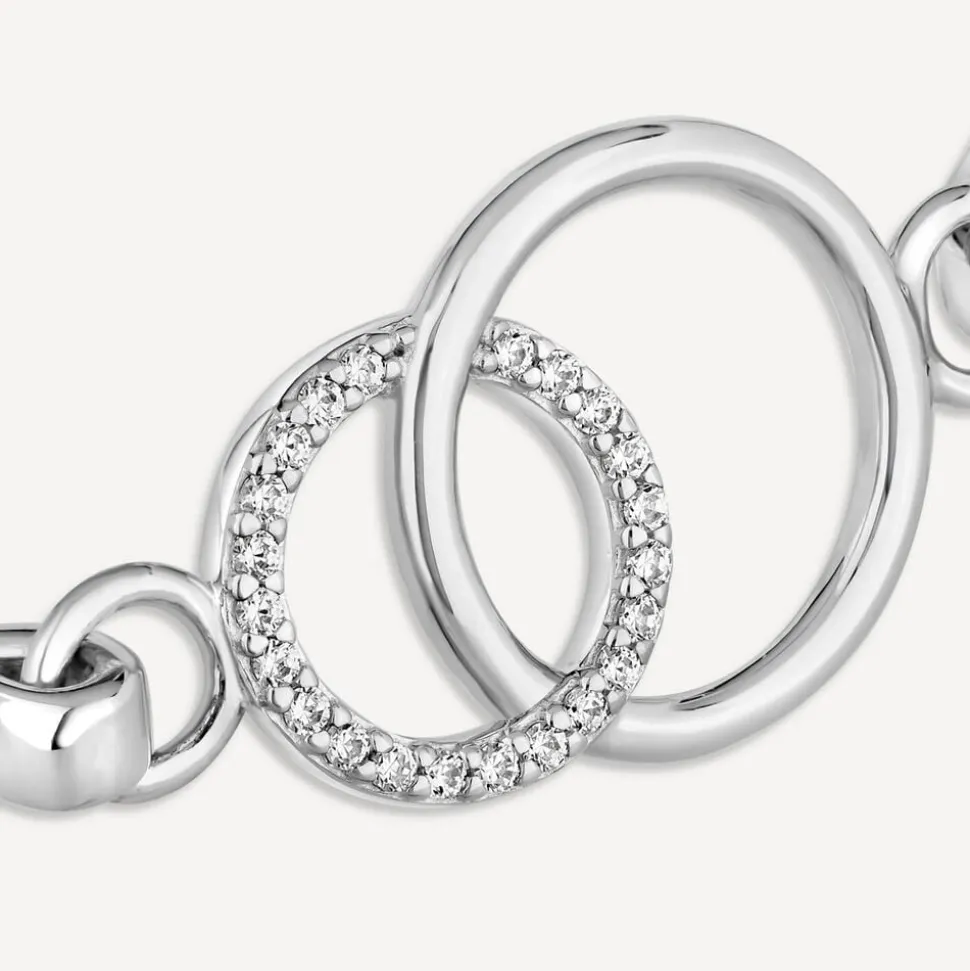 Sterling Silver Polished with Cubic Zirconia Circle Bangle
