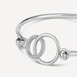 Sterling Silver Polished with Cubic Zirconia Circle Bangle
