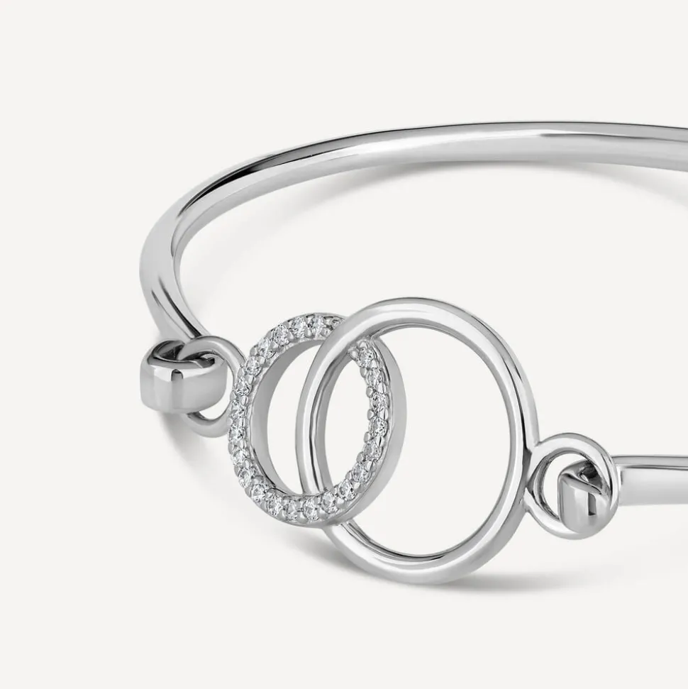 Sterling Silver Polished with Cubic Zirconia Circle Bangle