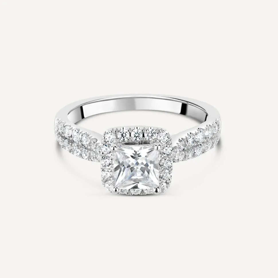 Sterling Silver Princess Cut Cubic Zirconia Ring