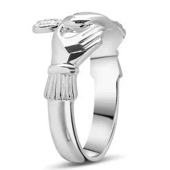 Sterling Silver Puffed Heart Gents Extra Heavy Claddagh Ring