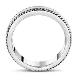 Sterling Silver Rhodium Plated 7mm Double-Twist Men's Ring