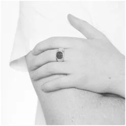 Sterling Silver Rhodium Plated 3.7mm Octagonal Men's Ring