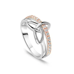 Sterling Silver Rose Gold Plated Trinity Knot Cubic Zirconia Ring