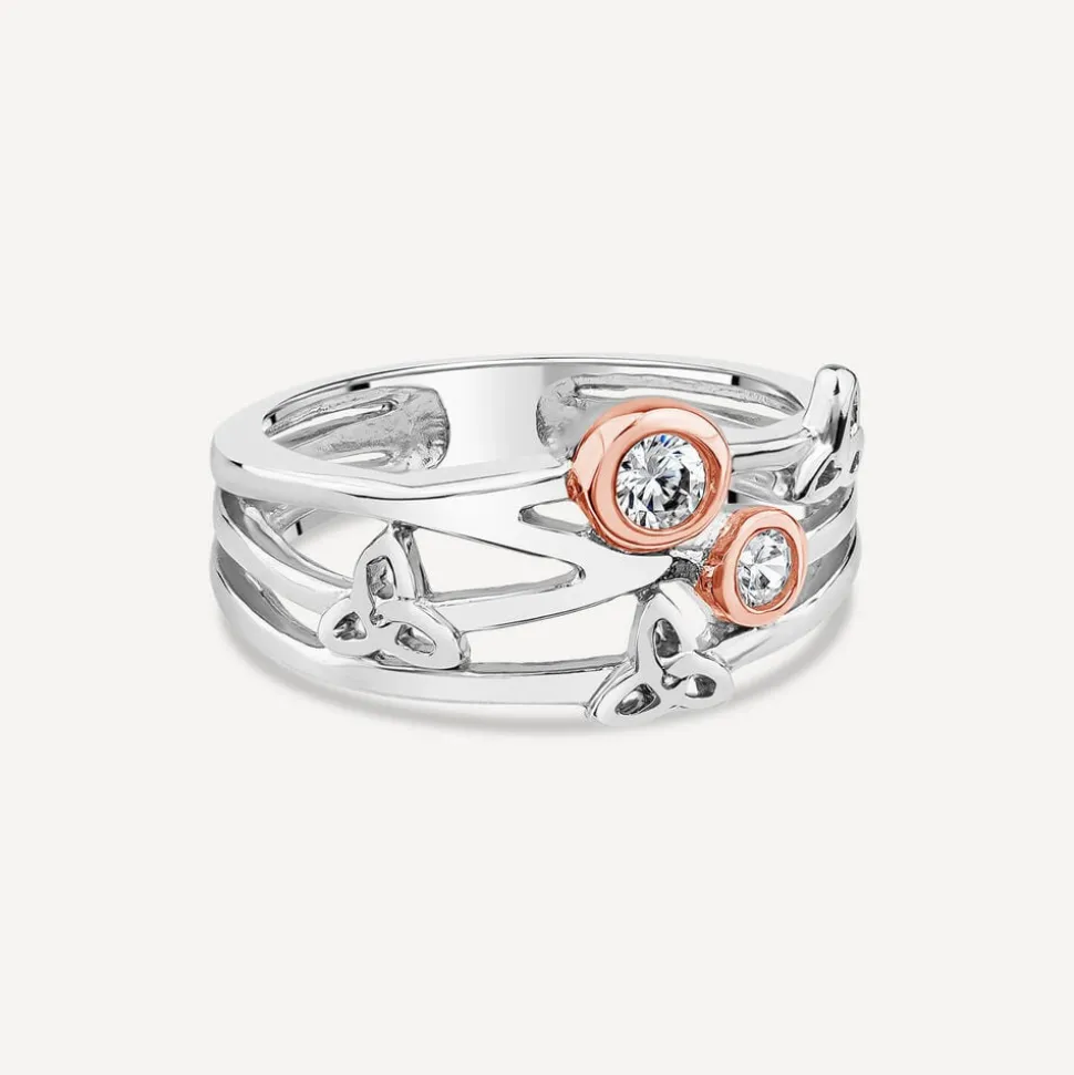 Sterling Silver Rose Gold Plated Trinity Knot Bubble Ring