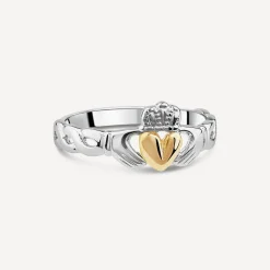 Sterling Silver Rose Gold Plated Heart Claddagh Celtic Knot Ring