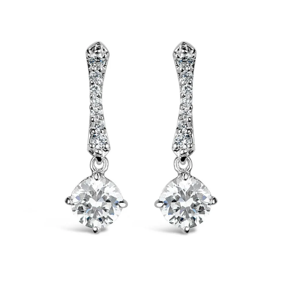 Sterling Silver Round Cubic Zirconia & Pav