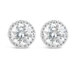Sterling Silver Round Cubic Zirconia Halo Stud Earrings