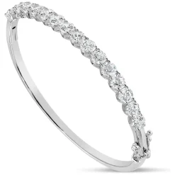 Sterling Silver Round Cubic Zirconia Claw Set Bangle