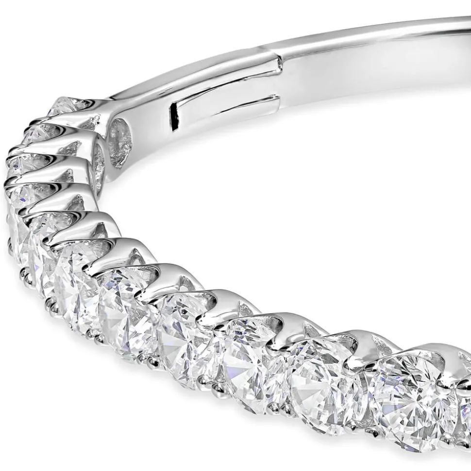Sterling Silver Round Cubic Zirconia Claw Set Bangle