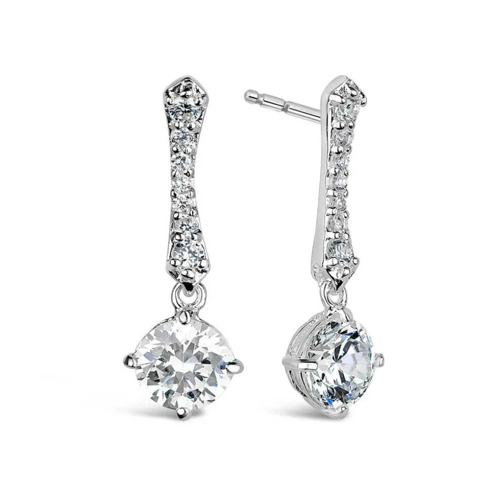 Sterling Silver Round Cubic Zirconia & Pav