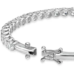 Sterling Silver Round Cubic Zirconia Claw Set Bangle
