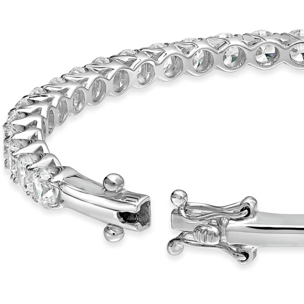 Sterling Silver Round Cubic Zirconia Claw Set Bangle