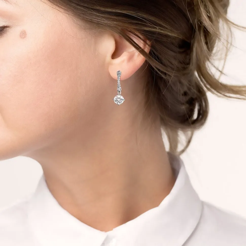 Sterling Silver Round Cubic Zirconia & Pav