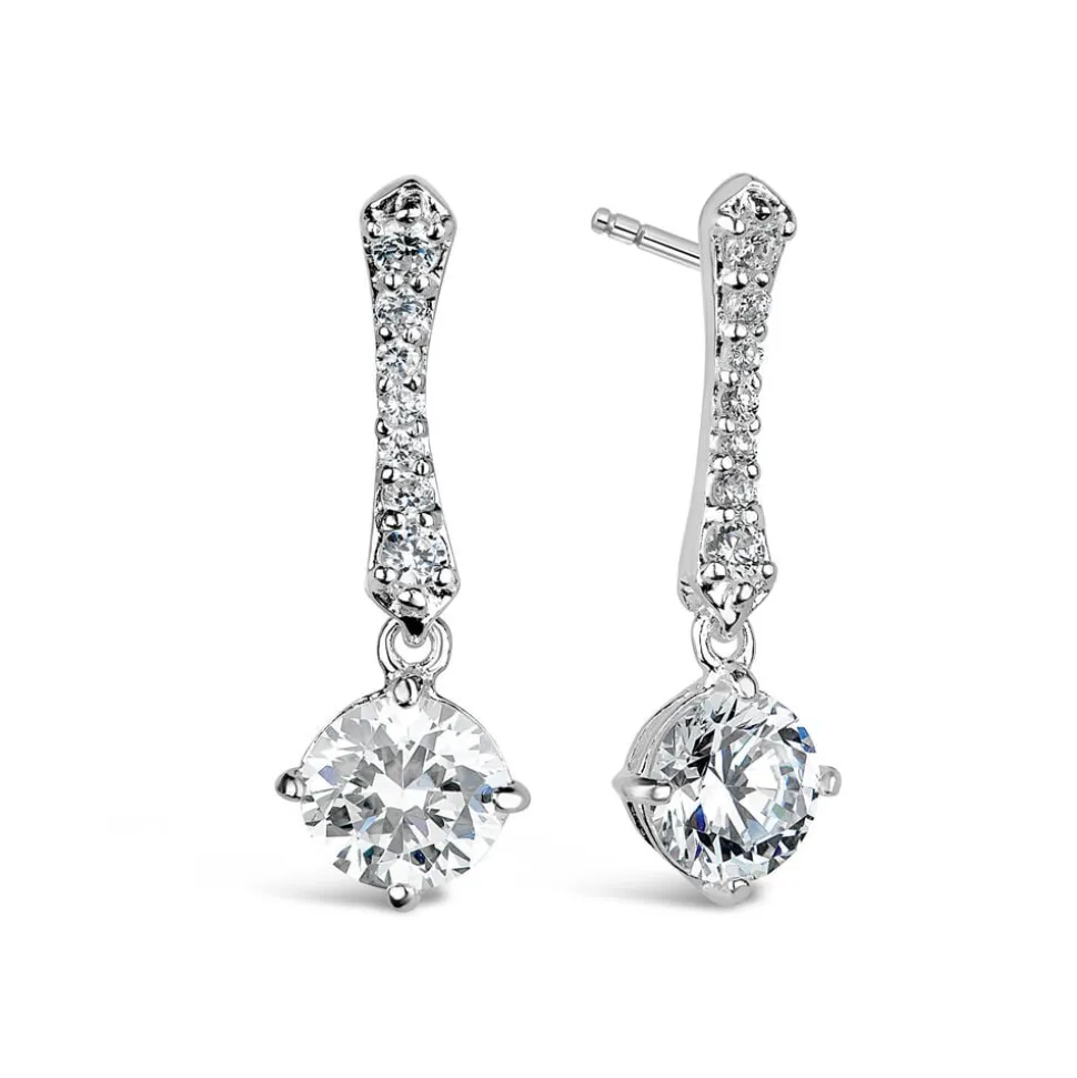 Sterling Silver Round Cubic Zirconia & Pav