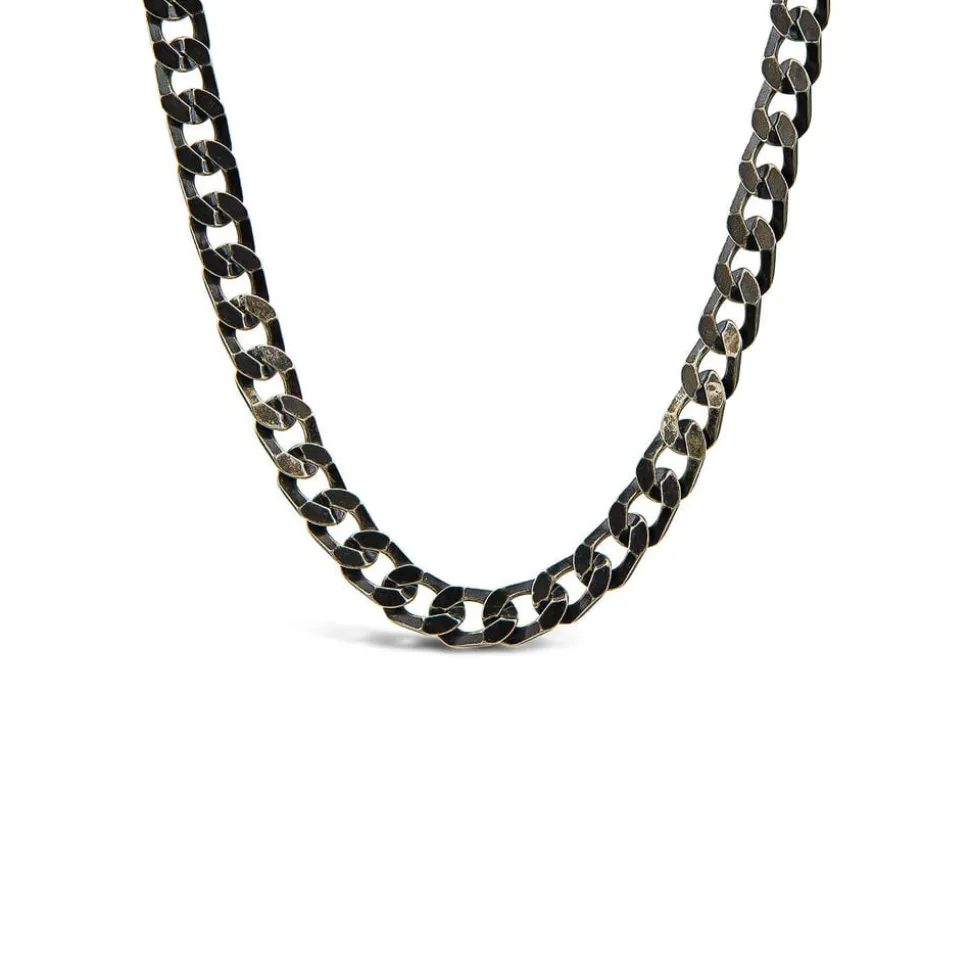 Sterling Silver Ruthenium Plated Curbed Necklet