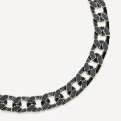 Sterling Silver Ruthenium Plated Curbed Bracelet