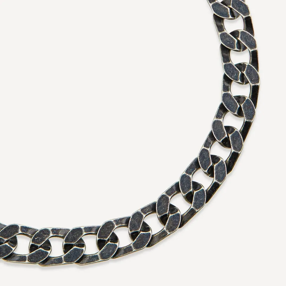 Sterling Silver Ruthenium Plated Curbed Bracelet