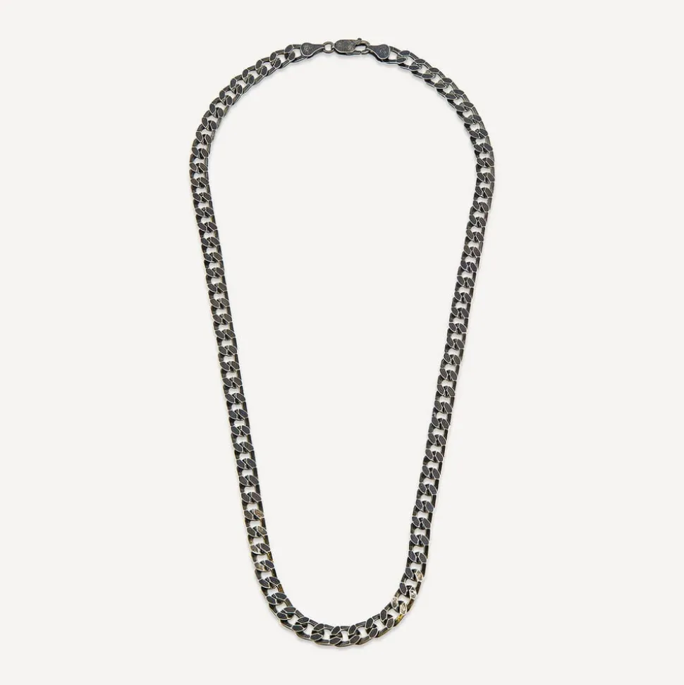 Sterling Silver Ruthenium Plated Curbed Necklet