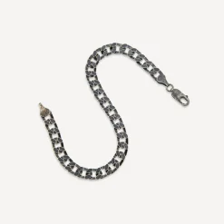 Sterling Silver Ruthenium Plated Curbed Bracelet