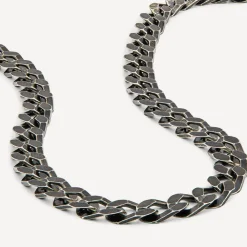 Sterling Silver Ruthenium Plated Curbed Necklet