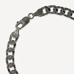 Sterling Silver Ruthenium Plated Curbed Bracelet
