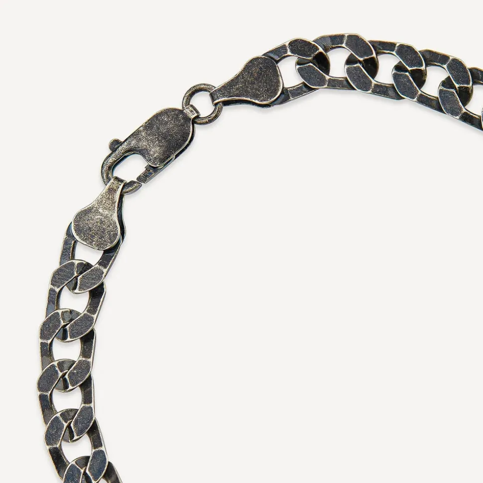 Sterling Silver Ruthenium Plated Curbed Bracelet