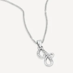 Sterling Silver Script Cubic Zirconia Initial J Pendant