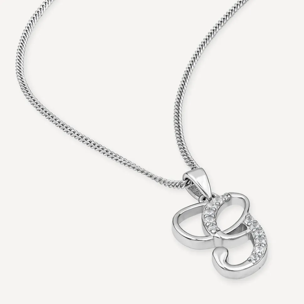 Sterling Silver Script Cubic Zirconia Initial G Pendant