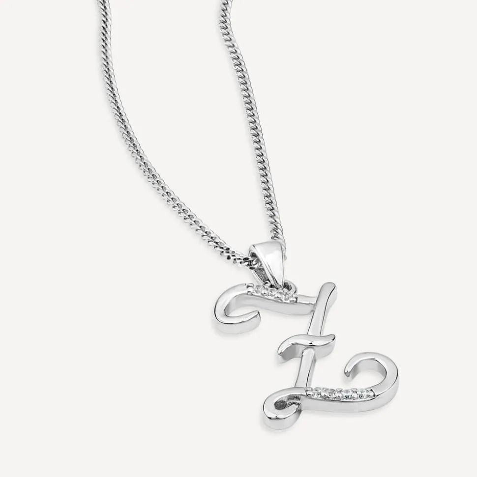 Sterling Silver Script Cubic Zirconia Initial Z Pendant